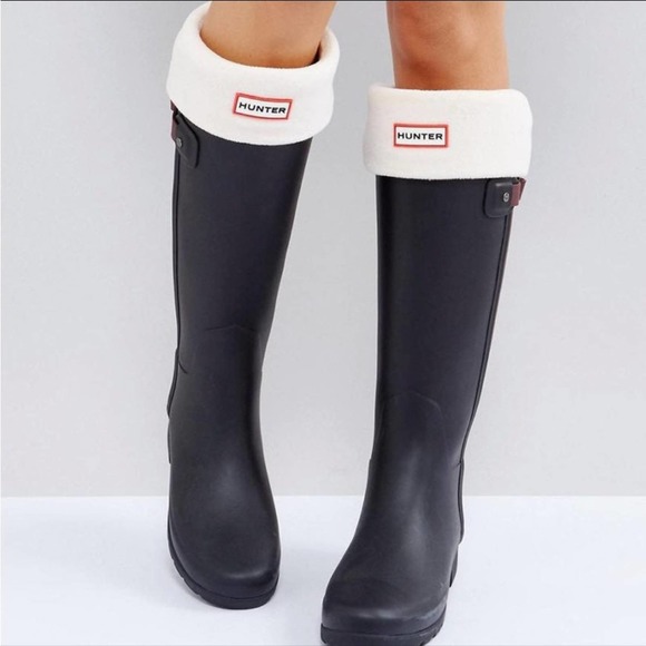 Hunter Accessories - Hunter cream fleece tall welly boot socks